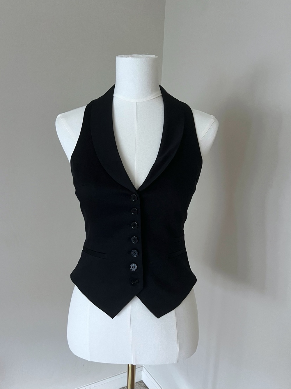 Black Halter Blazer Vest - Small